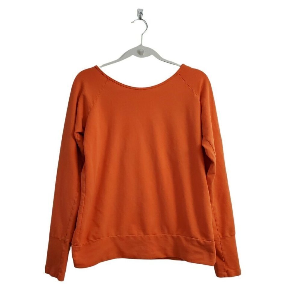Splits59 Top Medium Womens Orange Long Sleeve Key Hole Criss Cross Back Knit